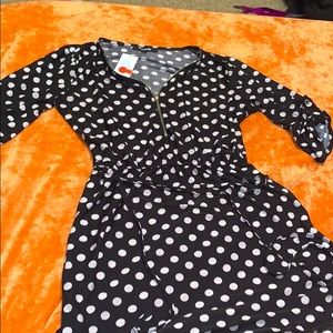 Black polka dot dress